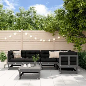 Gartenmöbel-Set 6-teilig und graue Massivholzkissen von vidaXL, Gartensets - Ref: Foro24-3185985, Preis: 586,14 €, Rabatt: %