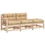 3-piece garden sofa set with solid wood cushions by vidaXL, Modular outdoor sofas - Ref: Foro24-825597, Price: 261,36 €, Disc...