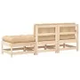 3-teilige Gartensofagarnitur mit Massivholzkissen von vidaXL, Modulare Sofas für den Außenbereich - Ref: Foro24-825597, Preis...