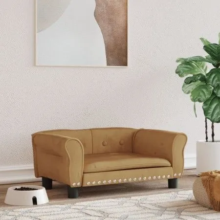 Brown velvet dog bed 70x45x30 cm by vidaXL, Beds for dogs - Ref: Foro24-171829, Price: 66,32 €, Discount: %
