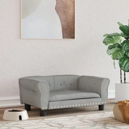 Light gray velvet dog bed 70x45x30 cm by vidaXL, Beds for dogs - Ref: Foro24-171825, Price: 78,63 €, Discount: %