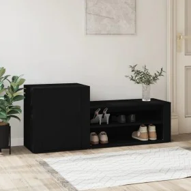 Shoe cabinet made of black plywood wood 130x35x54 cm by vidaXL, Shoe racks and shoe organizers - Ref: Foro24-816745, Price: 6...
