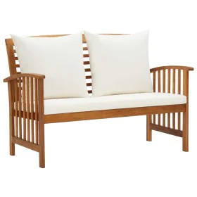 Banco de jardín con cojines 119 cm madera maciza de acacia by vidaXL, garden benches - Ref: Foro24-310260, Price: 161,20 €, D...