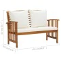 Banco de jardín con cojines 119 cm madera maciza de acacia de vidaXL, Bancos de jardín - Ref: Foro24-310260, Precio: 161,72 €...