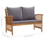 Banco de jardín con cojines 119 cm madera maciza de acacia by vidaXL, garden benches - Ref: Foro24-310261, Price: 157,83 €, D...