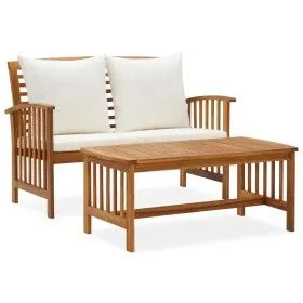 2-teiliges Gartenmöbel mit Kissen aus massivem Akazienholz von vidaXL, Gartensets - Ref: Foro24-310263, Preis: 232,13 €, Raba...