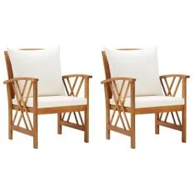 Garden chairs with cushions 2 units solid acacia wood by vidaXL, Garden chairs - Ref: Foro24-310267, Price: 200,28 €, Discoun...