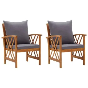 Gartenstühle mit Kissen 2 Einheiten aus massivem Akazienholz von vidaXL, Gartenstühle - Ref: Foro24-310268, Preis: 186,62 €, ...