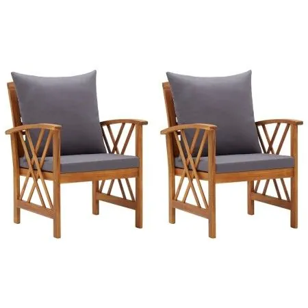 Garden chairs with cushions 2 units solid acacia wood by vidaXL, Garden chairs - Ref: Foro24-310268, Price: 186,62 €, Discoun...