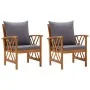 Garden chairs with cushions 2 units solid acacia wood by vidaXL, Garden chairs - Ref: Foro24-310268, Price: 186,62 €, Discoun...