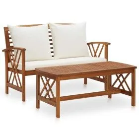 2-teiliges Gartenmöbel mit Kissen aus massivem Akazienholz von vidaXL, Gartensets - Ref: Foro24-310273, Preis: 245,36 €, Raba...