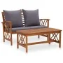 2-piece garden furniture with solid acacia wood cushions by vidaXL, Garden sets - Ref: Foro24-310274, Price: 286,94 €, Discou...