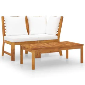 Garden furniture 3 pcs solid acacia wood cream cushions by vidaXL, Modular outdoor sofas - Ref: Foro24-311834, Price: 251,50 ...