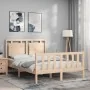 Bed frame with solid wood headboard 140x200 cm by vidaXL, Beds and slatted bases - Ref: Foro24-3192166, Price: 137,88 €, Disc...