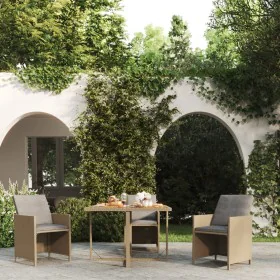 Mesa de jardín ratán sintético madera acacia beige 109x107x74cm de vidaXL, Mesas de jardín - Ref: Foro24-316791, Precio: 86,4...