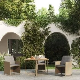 Synthetic rattan garden table beige acacia wood 109x107x74cm by vidaXL, Garden tables - Ref: Foro24-316791, Price: 86,45 €, D...
