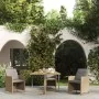 Synthetic rattan garden table beige acacia wood 109x107x74cm by vidaXL, Garden tables - Ref: Foro24-316791, Price: 86,45 €, D...
