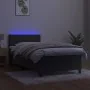 Cama box spring colchón y LED terciopelo gris oscuro 100x200 cm de vidaXL, Camas y somieres - Ref: Foro24-3134568, Precio: 30...