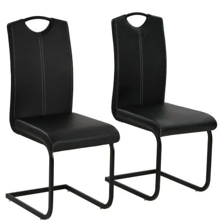 Cantilever dining chairs 2 units black synthetic leather by vidaXL, dining chairs - Ref: Foro24-246193, Price: 153,88 €, Disc...