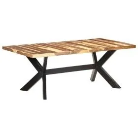 Solid wood dining table with honey finish 200x100x75 cm by vidaXL, Kitchen and dining tables - Ref: Foro24-321549, Price: 468...