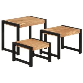 Stackable tables 3 units solid wood with sheesham finish by vidaXL, Side tables - Ref: Foro24-321552, Price: 123,23 €, Discou...