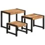 Stackable tables 3 units solid wood with sheesham finish by vidaXL, Side tables - Ref: Foro24-321552, Price: 123,23 €, Discou...