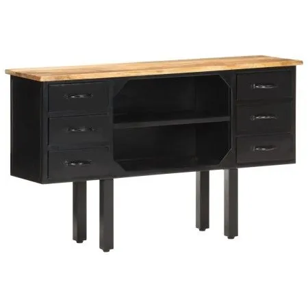 Sideboard aus massivem, rauem Mangoholz und Stahl, 110 x 30 x 65 cm von vidaXL, Sideboards - Ref: Foro24-321571, Preis: 151,0...