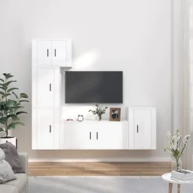 TV-Möbelset 5-teilig aus glänzend weißem Sperrholz von vidaXL, TV-Möbel - Ref: Foro24-3188632, Preis: 228,30 €, Rabatt: %