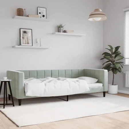 Sofá cama terciopelo gris claro 80x200 cm de vidaXL, Camas y somieres - Ref: Foro24-354001, Precio: 211,63 €, Descuento: %