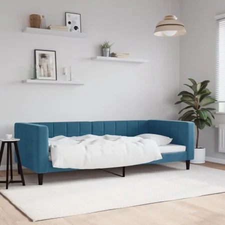 Blaues Samtschlafsofa 90x200 cm von vidaXL, Betten und Lattenroste - Ref: Foro24-354007, Preis: 184,86 €, Rabatt: %