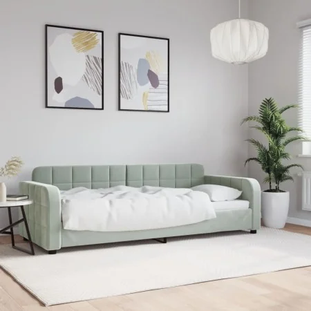 Hellgraues Samtschlafsofa 80x200 cm von vidaXL, Betten und Lattenroste - Ref: Foro24-354051, Preis: 207,16 €, Rabatt: %