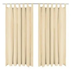 Cortinas de micro-raso con bucles 2 unidades 140x225 cm beis de vidaXL, Cortinas y visillos - Ref: Foro24-132217, Precio: 26,...
