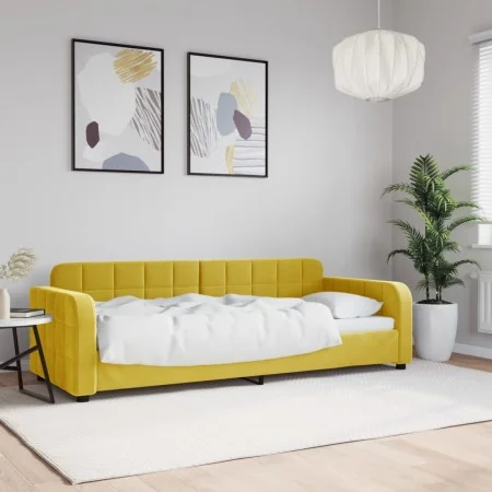 Sofá cama terciopelo amarillo 80x200 cm de vidaXL, Camas y somieres - Ref: Foro24-354056, Precio: 178,09 €, Descuento: %