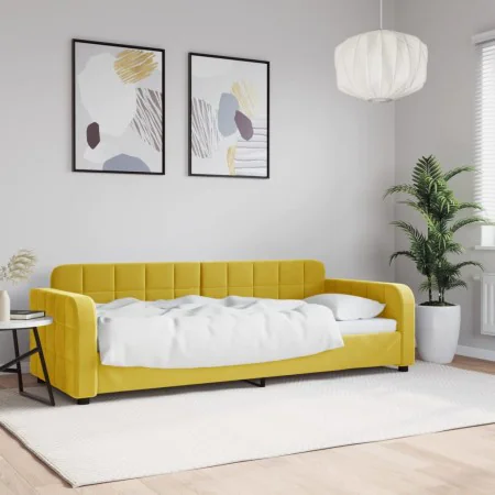 Yellow velvet sofa bed 80x200 cm by vidaXL, Beds and slatted bases - Ref: Foro24-354056, Price: 178,09 €, Discount: %
