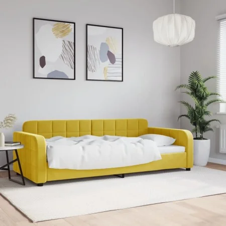 Sofá cama terciopelo amarillo 90x200 cm de vidaXL, Camas y somieres - Ref: Foro24-354063, Precio: 184,98 €, Descuento: %