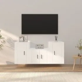 3-piece white plywood TV furniture set by vidaXL, TV Furniture - Ref: Foro24-3188382, Price: 111,20 €, Discount: %