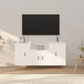 3-teiliges TV-Möbelset aus weißem Sperrholz von vidaXL, TV-Möbel - Ref: Foro24-3188382, Preis: 111,20 €, Rabatt: %
