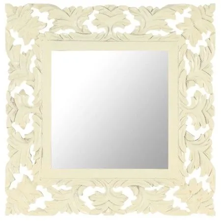 Hand-carved solid white mango wood mirror 50x50 cm by vidaXL, Mirrors - Ref: Foro24-321641, Price: 34,35 €, Discount: %