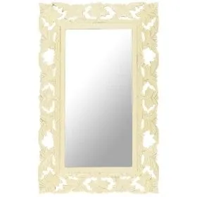 Espejo tallado a mano madera maciza de mango blanco 80x50 cm de vidaXL, Espejos - Ref: Foro24-321642, Precio: 79,22 €, Descue...