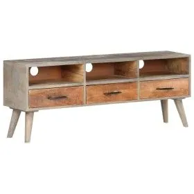 TV-Schrank aus massivem, rauem Mangoholz, grau, 130 x 35 x 51 cm von vidaXL, TV-Möbel - Ref: Foro24-321805, Preis: 182,59 €, ...