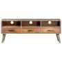 TV-Schrank aus massivem, rauem Mangoholz, grau, 130 x 35 x 51 cm von vidaXL, TV-Möbel - Ref: Foro24-321805, Preis: 182,59 €, ...