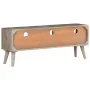 TV-Schrank aus massivem, rauem Mangoholz, grau, 130 x 35 x 51 cm von vidaXL, TV-Möbel - Ref: Foro24-321805, Preis: 182,59 €, ...