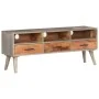 TV-Schrank aus massivem, rauem Mangoholz, grau, 130 x 35 x 51 cm von vidaXL, TV-Möbel - Ref: Foro24-321805, Preis: 182,59 €, ...