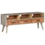 TV-Schrank aus massivem, rauem Mangoholz, grau, 130 x 35 x 51 cm von vidaXL, TV-Möbel - Ref: Foro24-321805, Preis: 182,59 €, ...