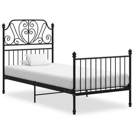 Estructura de cama de metal negro 100x200 cm de vidaXL, Camas y somieres - Ref: Foro24-324844, Precio: 122,28 €, Descuento: %