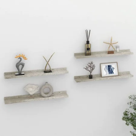 Wall shelves 4 units concrete gray 60x9x3 cm by vidaXL, Shelves and shelves - Ref: Foro24-326705, Price: 31,46 €, Discount: %