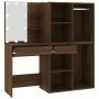 Schminktisch mit LED und eichenbraunem Sperrholzschrank von vidaXL, Schlafzimmerkommoden - Ref: Foro24-3120190, Preis: 212,38...