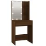 Schminktisch mit LED und eichenbraunem Sperrholzschrank von vidaXL, Schlafzimmerkommoden - Ref: Foro24-3120190, Preis: 212,38...