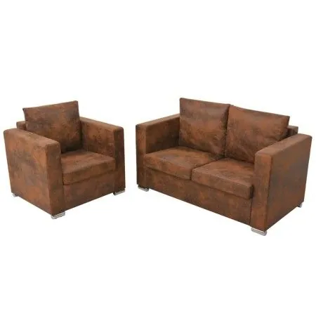 vidaXl Artificial Suede Leather 2-Piece Sofa Set by vidaXL, Sofas - Ref: Foro24-274883, Price: 642,75 €, Discount: %