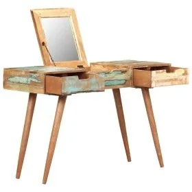Schminktisch mit Spiegel aus massivem Recyclingholz 112x45x76 cm von vidaXL, Schlafzimmerkommoden - Ref: Foro24-323591, Preis...